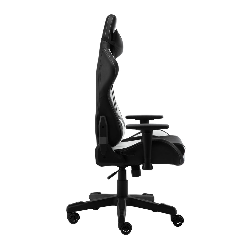 White & Black Gaming Chair | Swivel Rolling, Clean Contrast Racing Style
