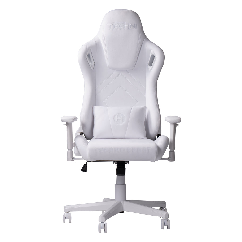 White Velvet Gaming Chair | Swivel Rolling, Plush Luxe Comfort
