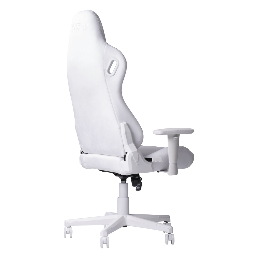 White Velvet Gaming Chair | Swivel Rolling, Plush Luxe Comfort