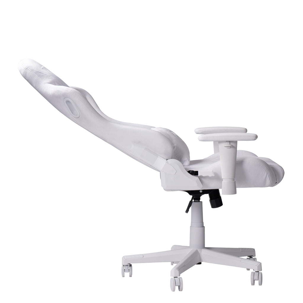 White Velvet Gaming Chair | Swivel Rolling, Plush Luxe Comfort