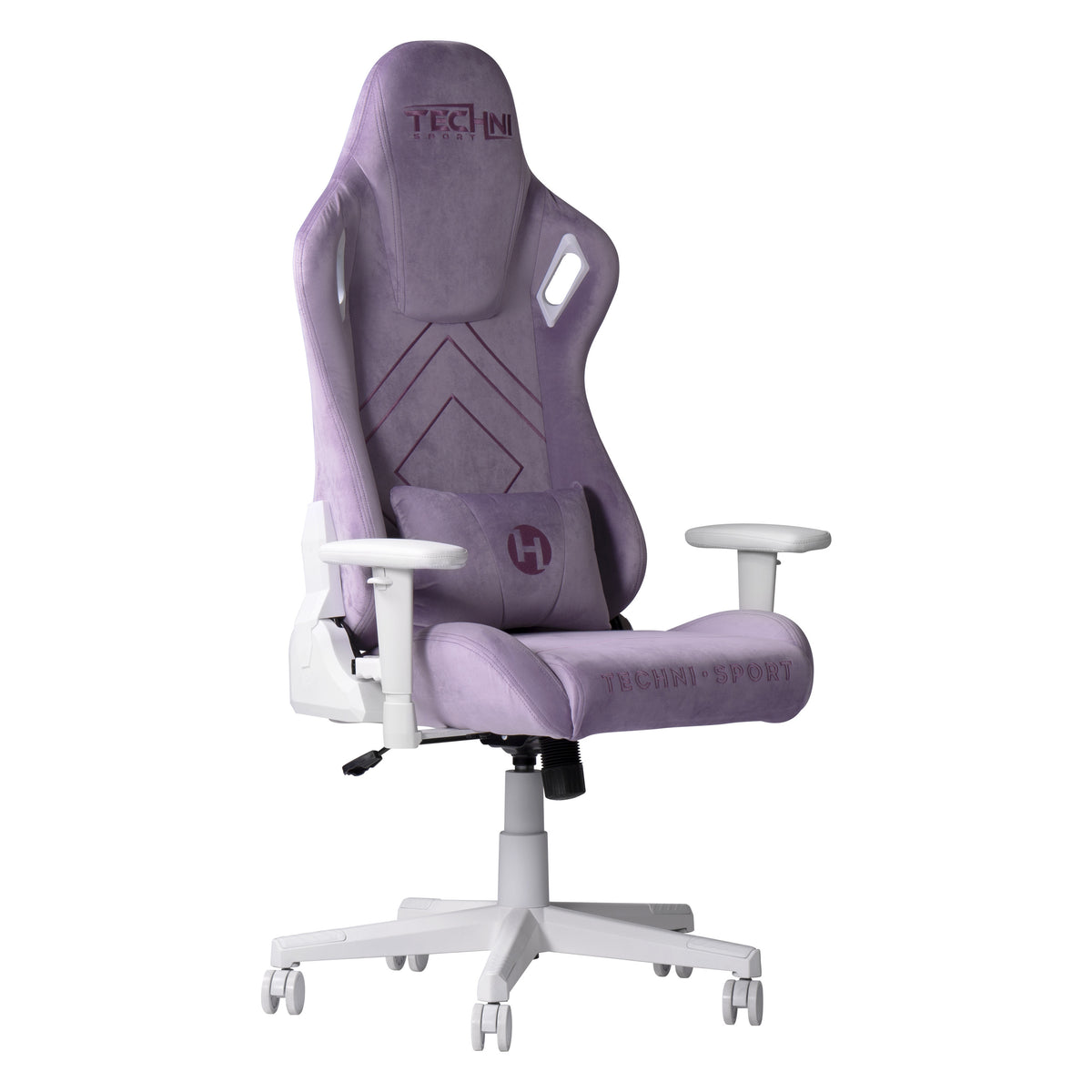 Purple & White Velvet Gaming Chair | Swivel Rolling, Plush Regal Style