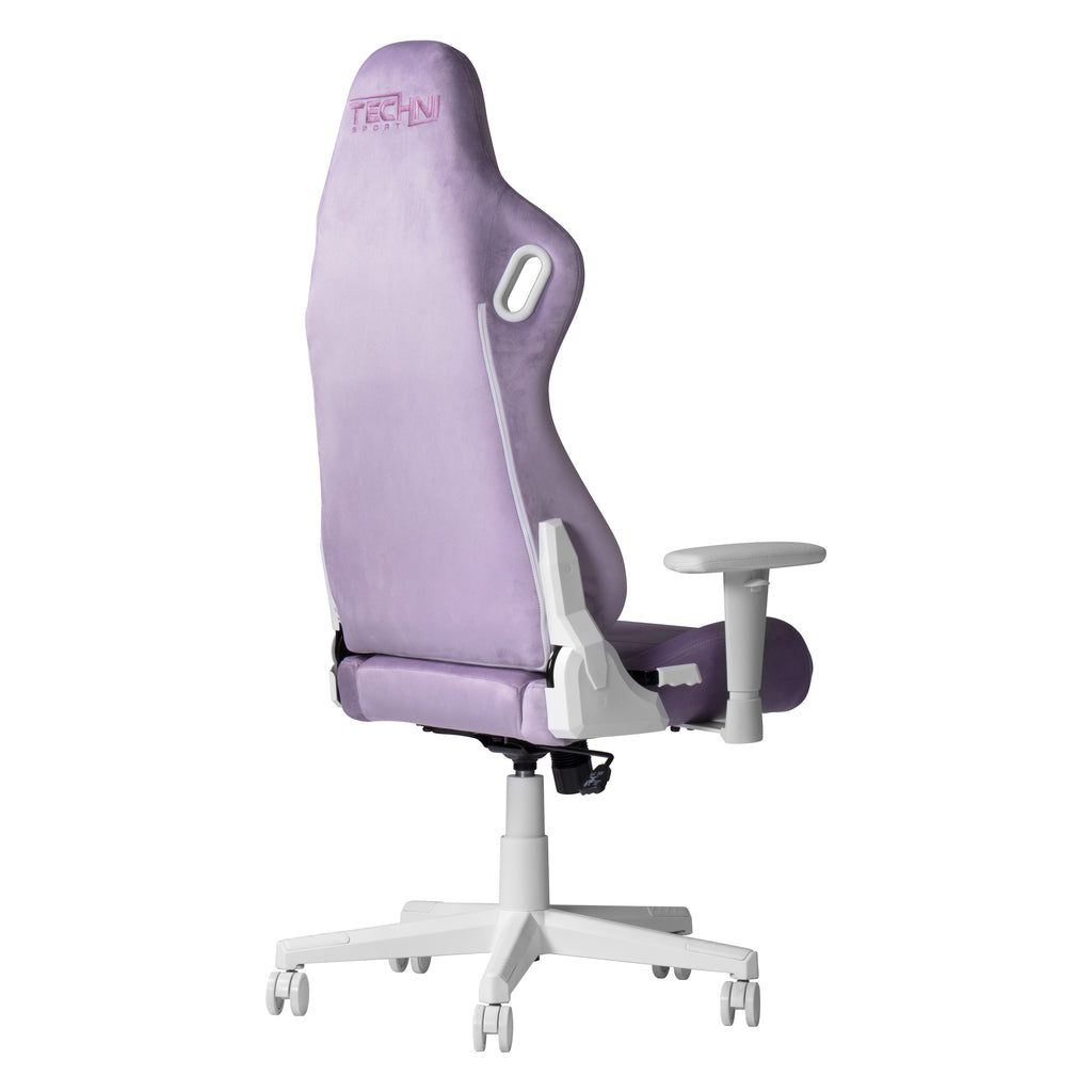 Purple & White Velvet Gaming Chair | Swivel Rolling, Plush Regal Style