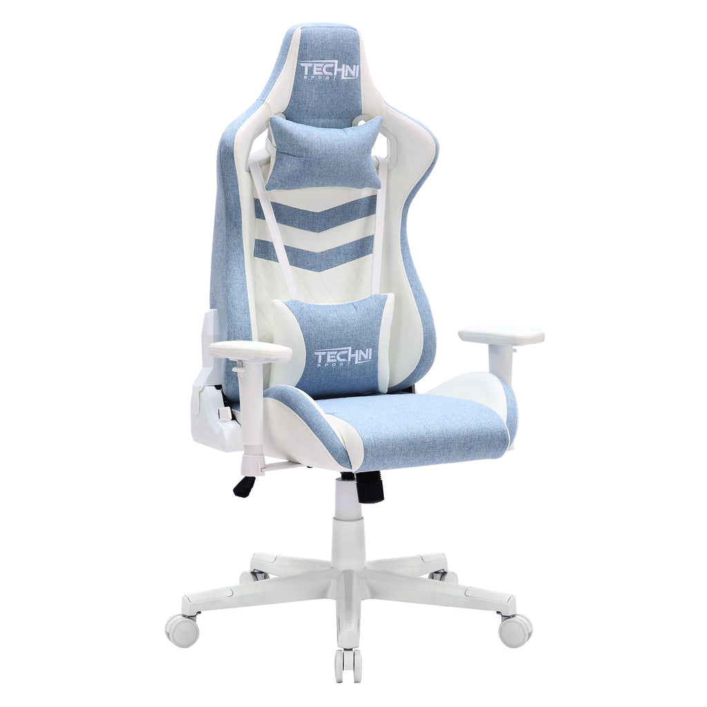 Blue & White Gaming Chair | Swivel Rolling, Cool Modern Design
