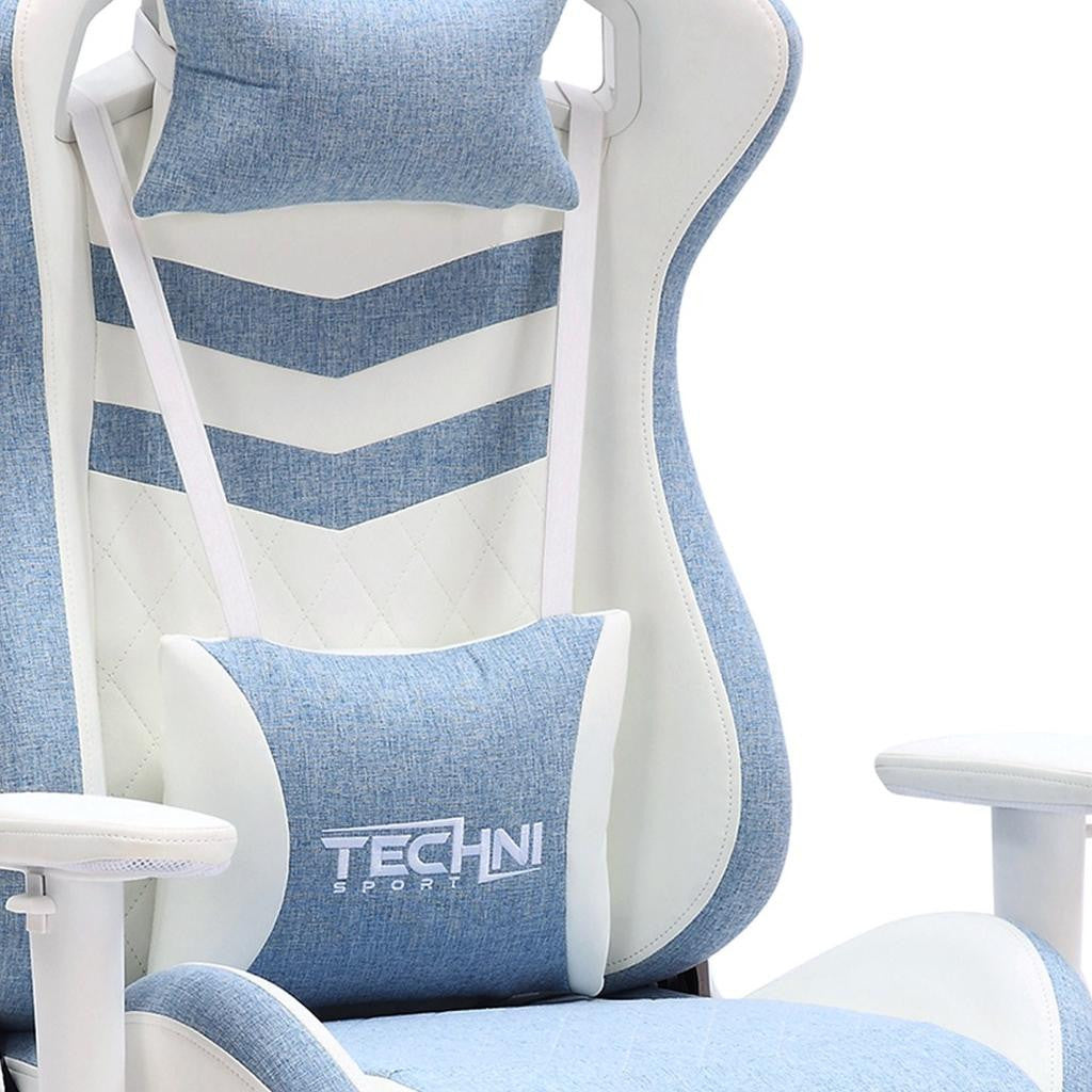 Blue & White Gaming Chair | Swivel Rolling, Cool Modern Design