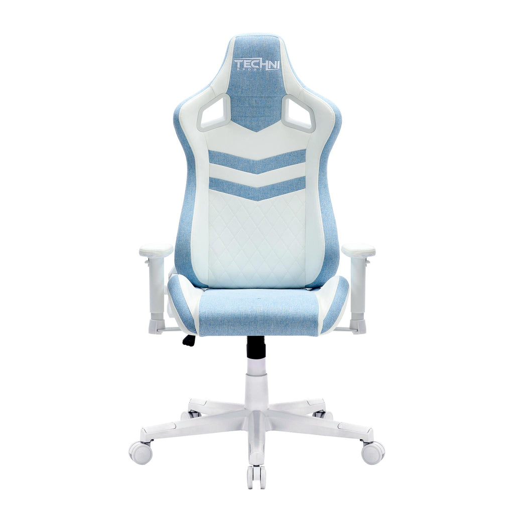 Blue & White Gaming Chair | Swivel Rolling, Cool Modern Design