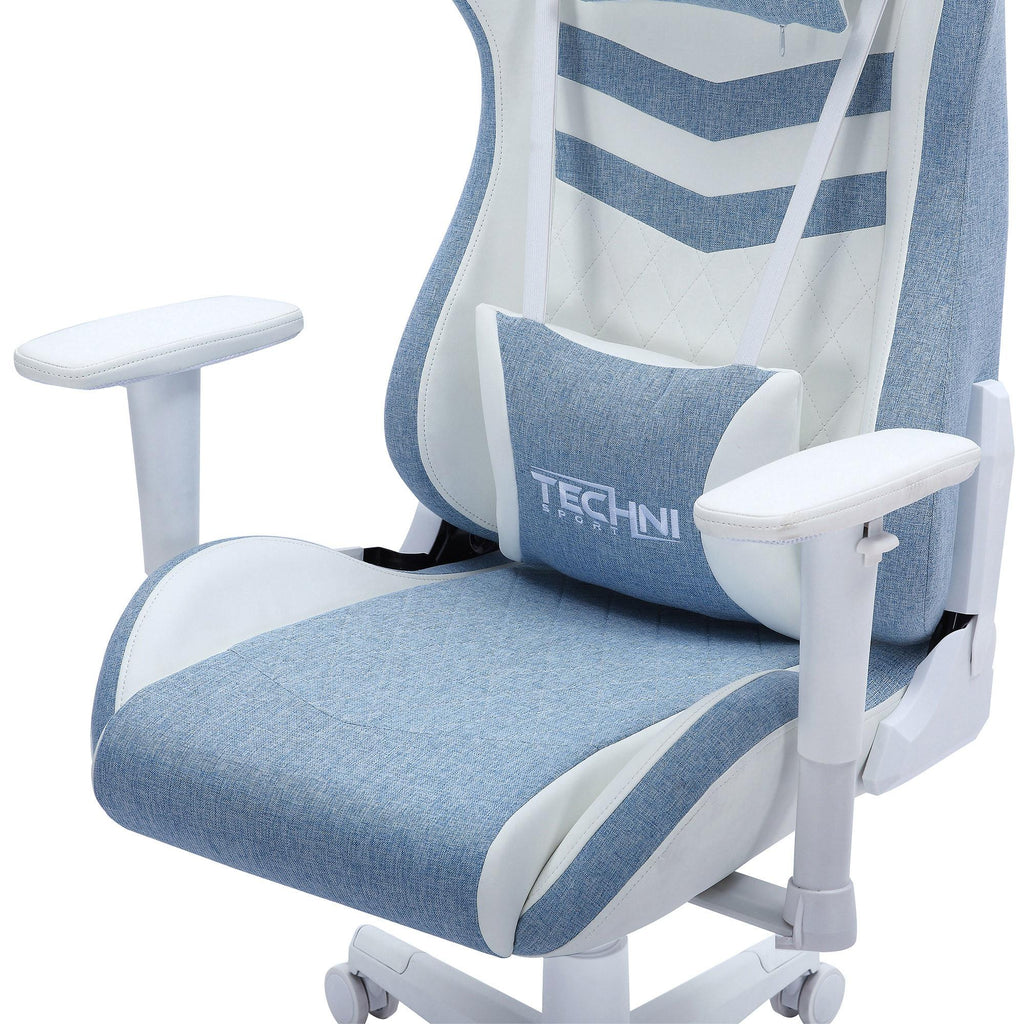 Blue & White Gaming Chair | Swivel Rolling, Cool Modern Design