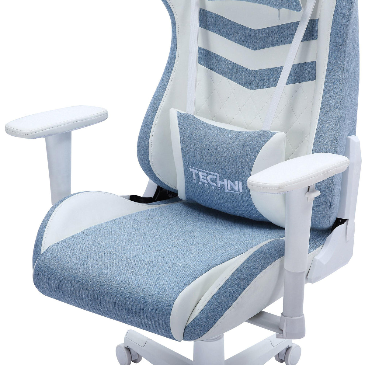 Blue & White Gaming Chair | Swivel Rolling, Cool Modern Design