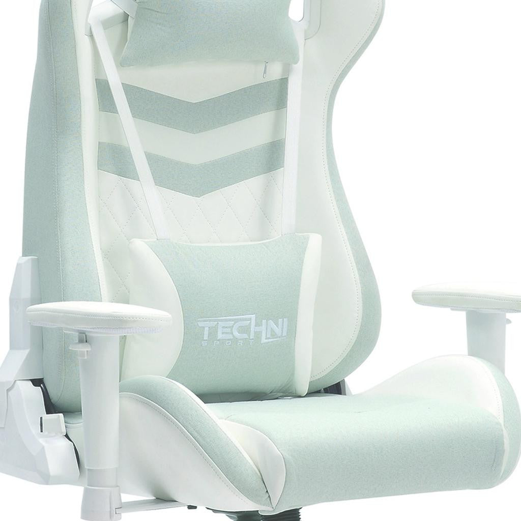 Mint Green & White Gaming Chair | Swivel Rolling, Fresh Cool Tones