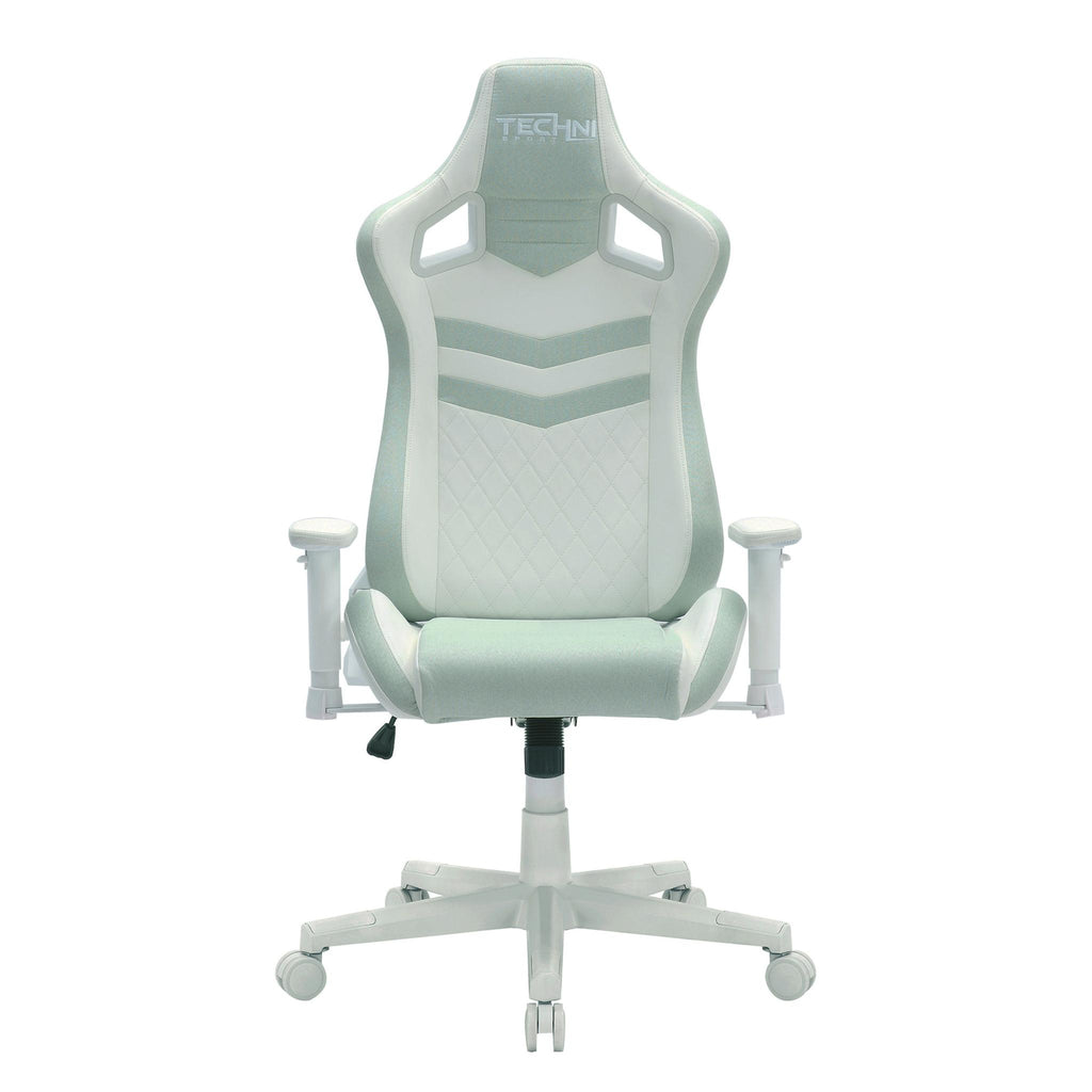 Mint Green & White Gaming Chair | Swivel Rolling, Fresh Cool Tones