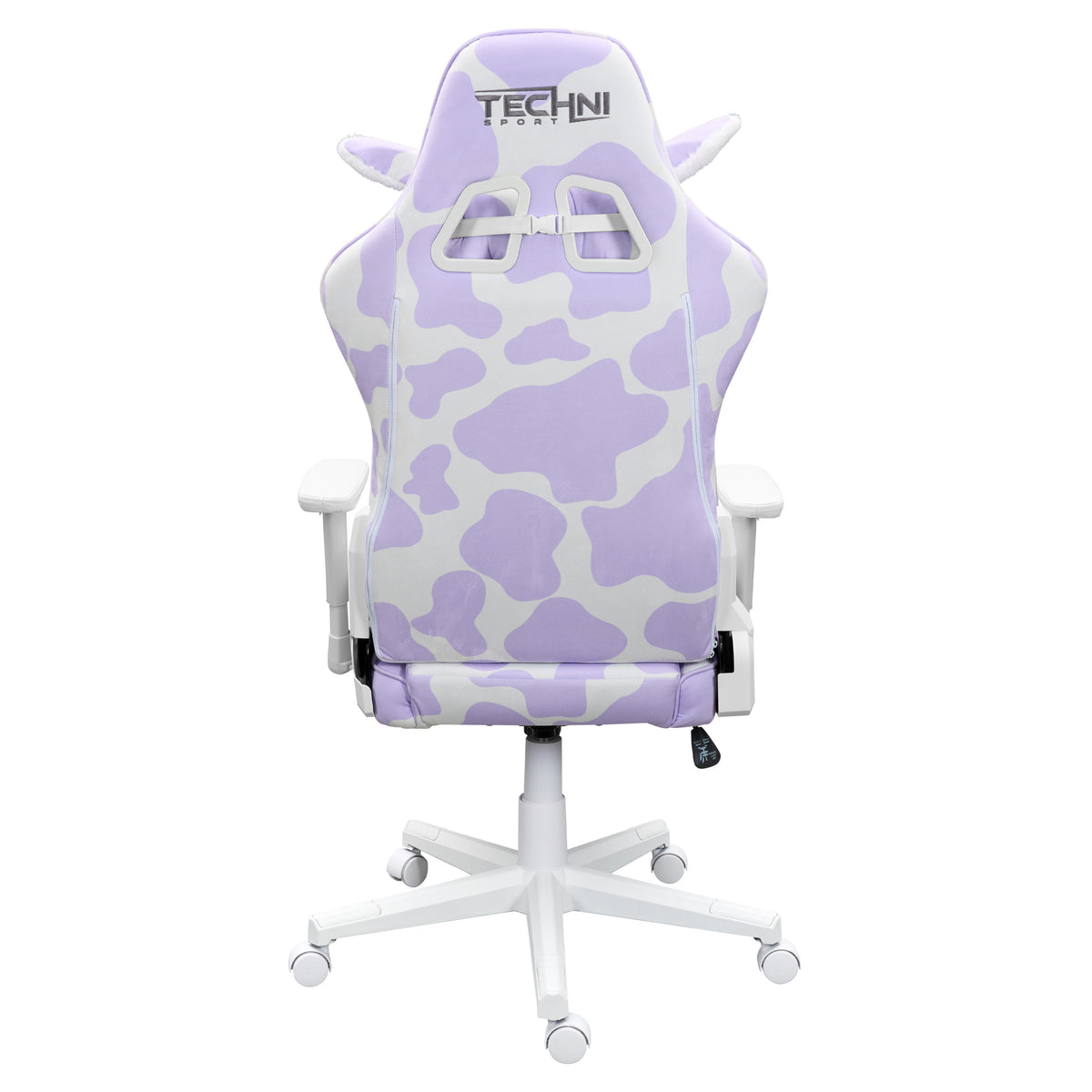 Lavender & White Cow Print Gaming Chair | Adjustable Height, Rolling, Unique Statement Style