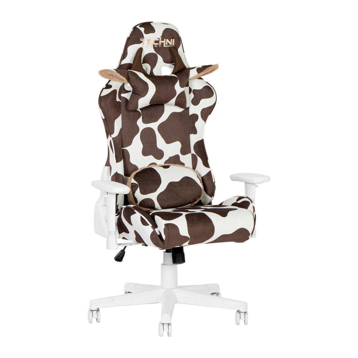 Brown & White Cow Print Gaming Chair | Adjustable Height, Rolling, Rustic Statement Design
