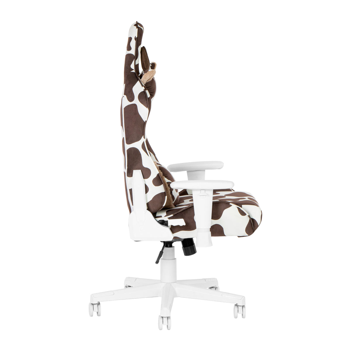 Brown & White Cow Print Gaming Chair | Adjustable Height, Rolling, Rustic Statement Design