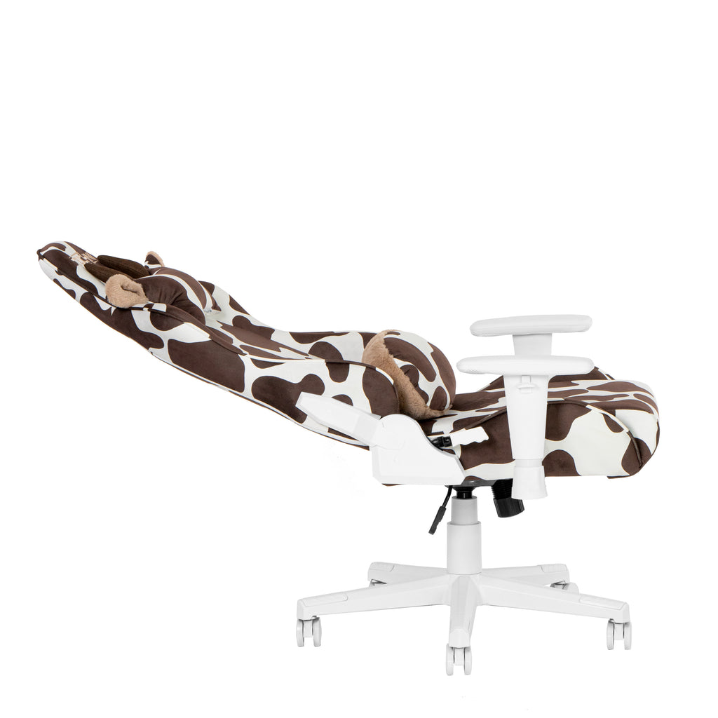 Brown & White Cow Print Gaming Chair | Adjustable Height, Rolling, Rustic Statement Design