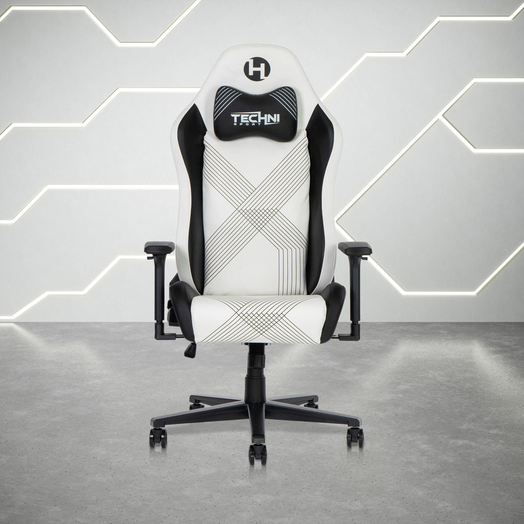 Black & White Gaming Chair | Swivel Rolling, Contrast Statement Design