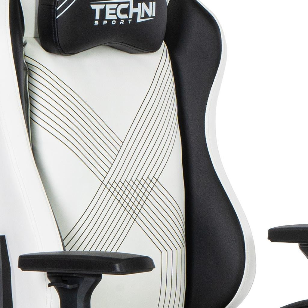 Black & White Gaming Chair | Swivel Rolling, Contrast Statement Design