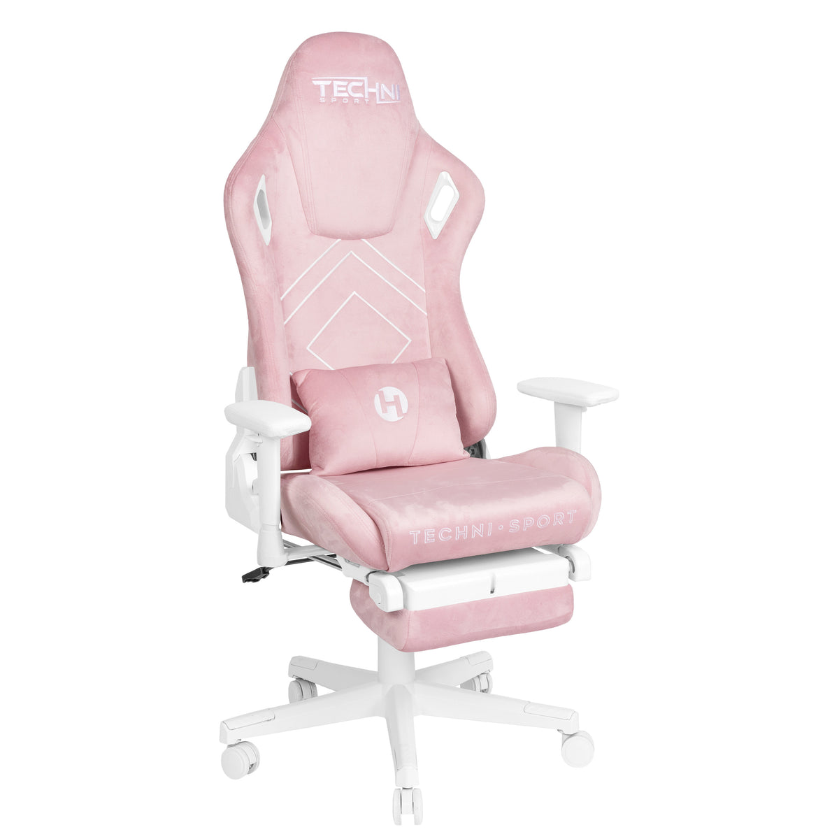 Pink & White Adjustable Height Gaming Chair | Swivel Rolling, Feminine Ergonomic Style
