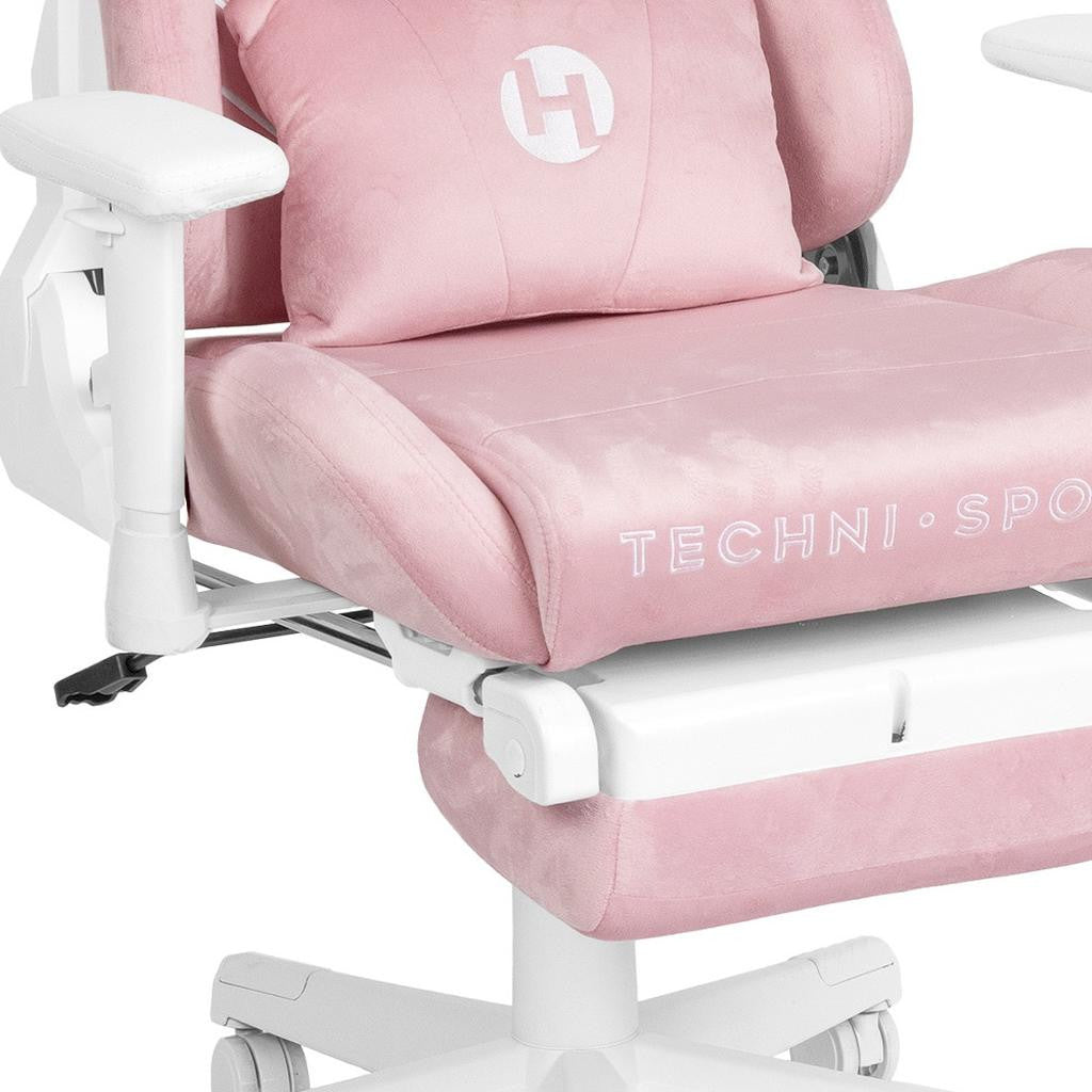 Pink & White Adjustable Height Gaming Chair | Swivel Rolling, Feminine Ergonomic Style
