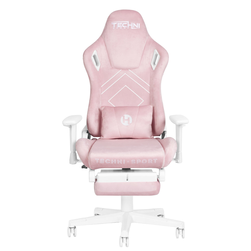 Pink & White Adjustable Height Gaming Chair | Swivel Rolling, Feminine Ergonomic Style