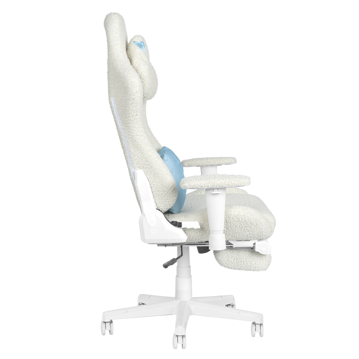 White Adjustable Height Gaming Chair with Footrest | Swivel Rolling, Clean Full Support