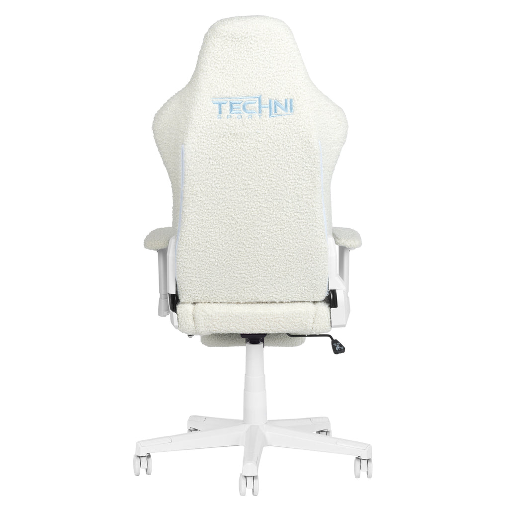 White Adjustable Height Gaming Chair with Footrest | Swivel Rolling, Clean Full Support