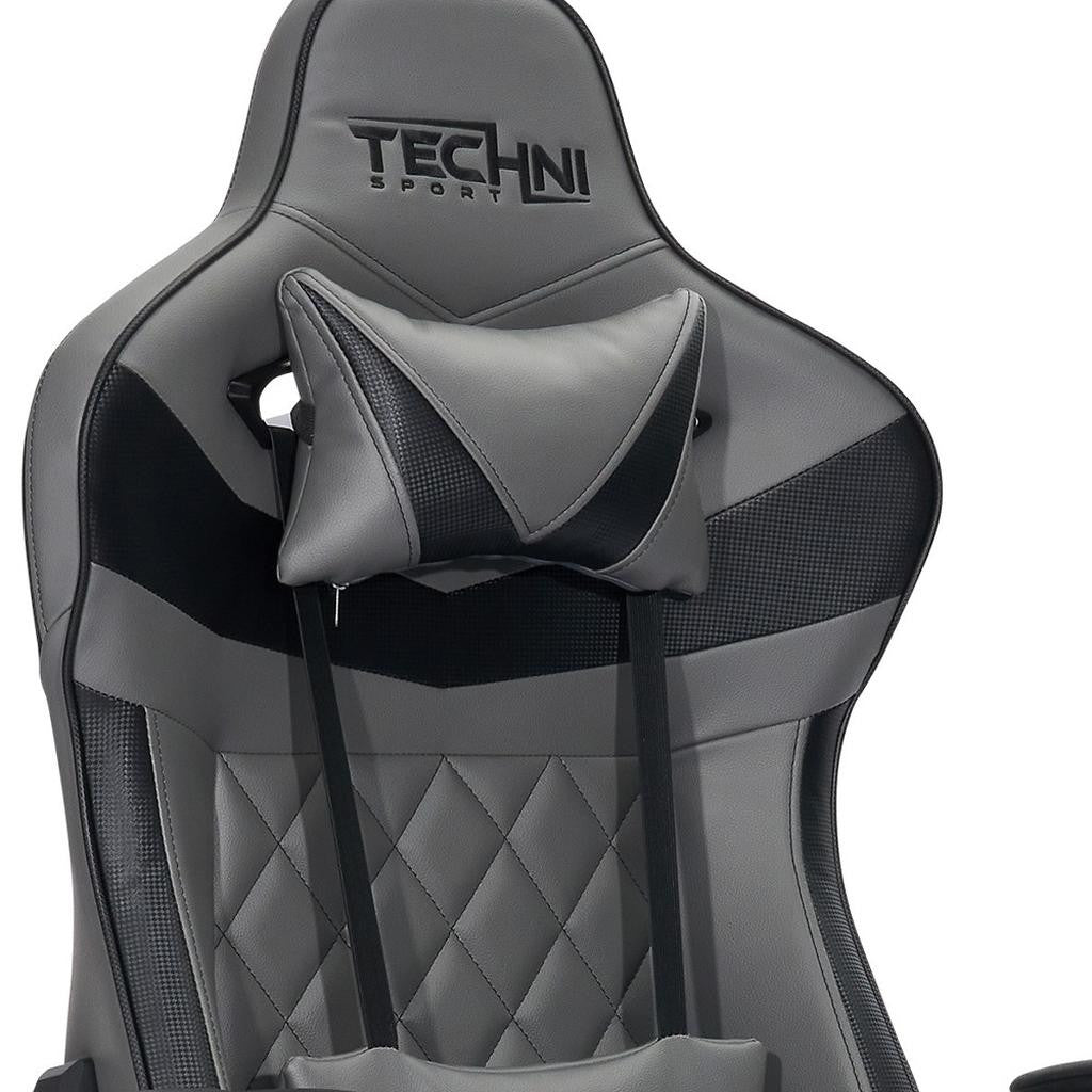 Gray & Black Adjustable Height Gaming Chair | Swivel Rolling, Sleek Ergonomic Design