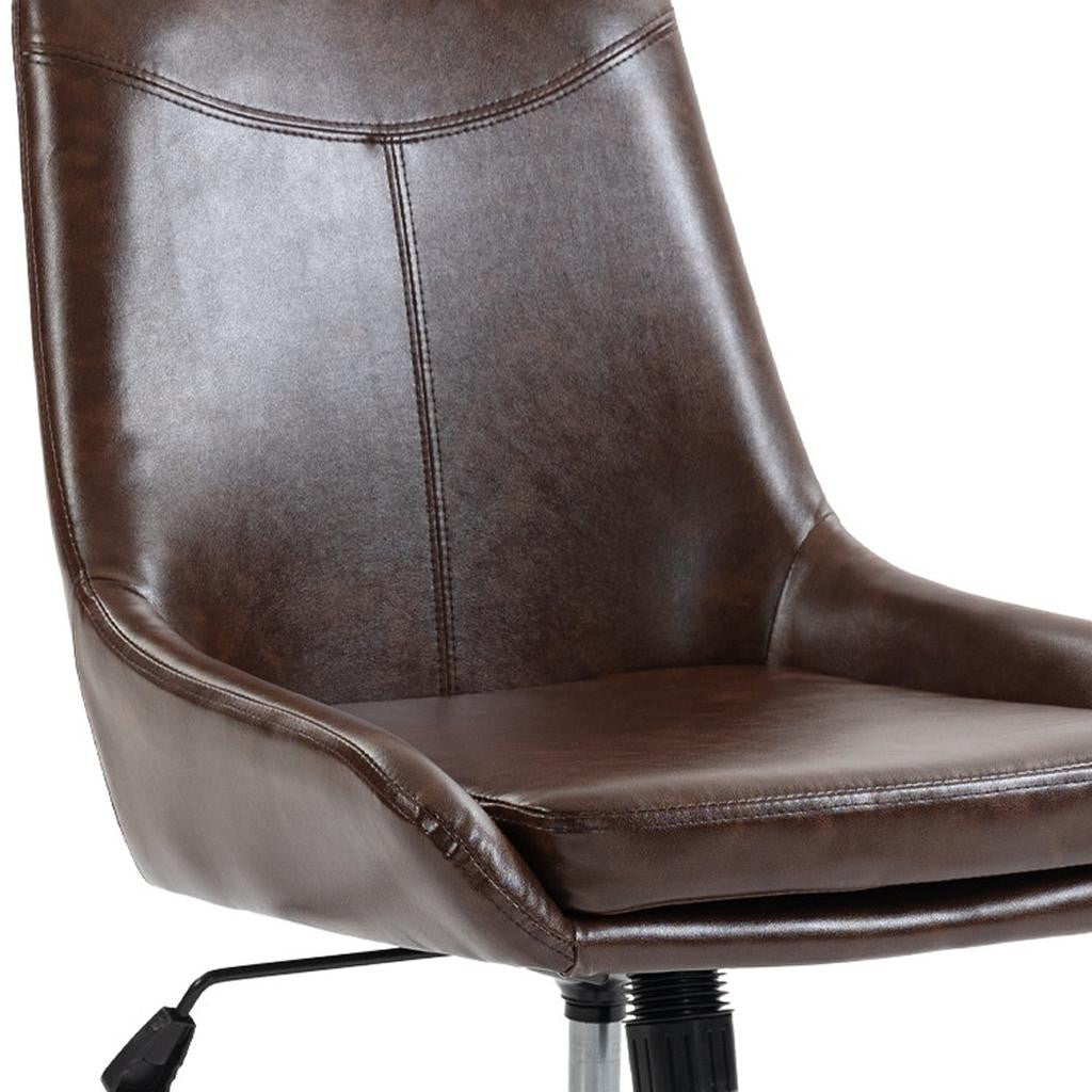Dark Brown & Black Adjustable Height Office Chair | Swivel Rolling, Warm Professional Style