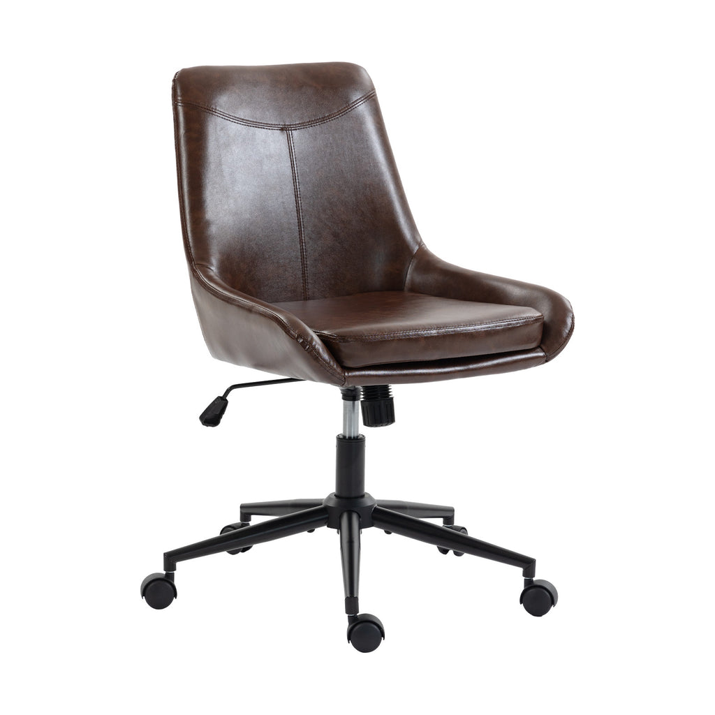 Dark Brown & Black Adjustable Height Office Chair | Swivel Rolling, Warm Professional Style