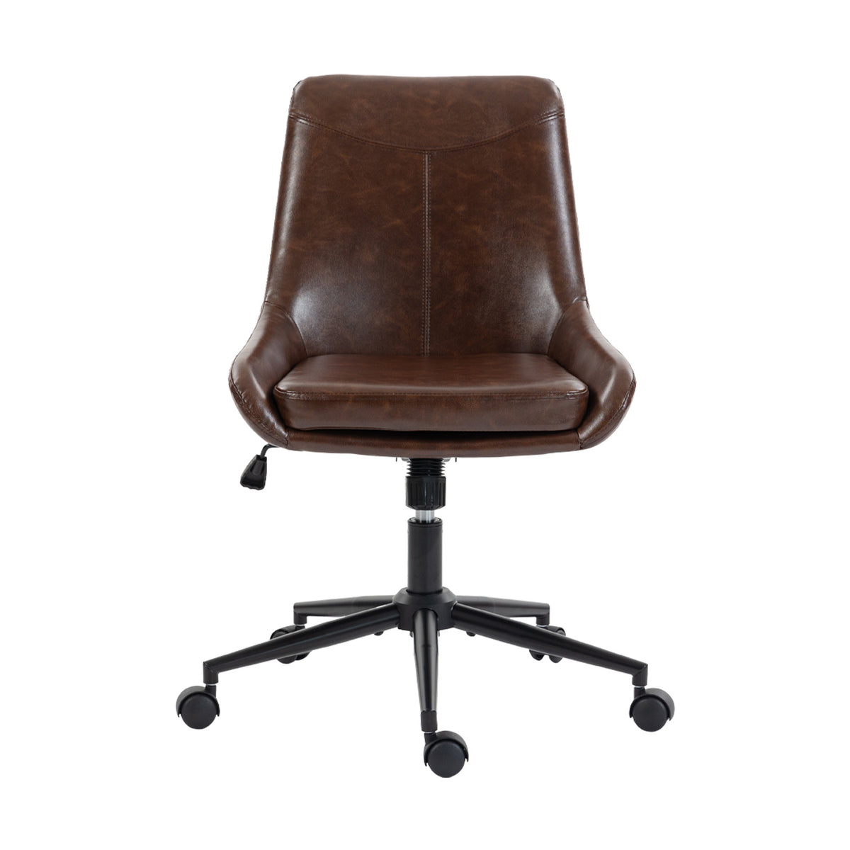 Dark Brown & Black Adjustable Height Office Chair | Swivel Rolling, Warm Professional Style