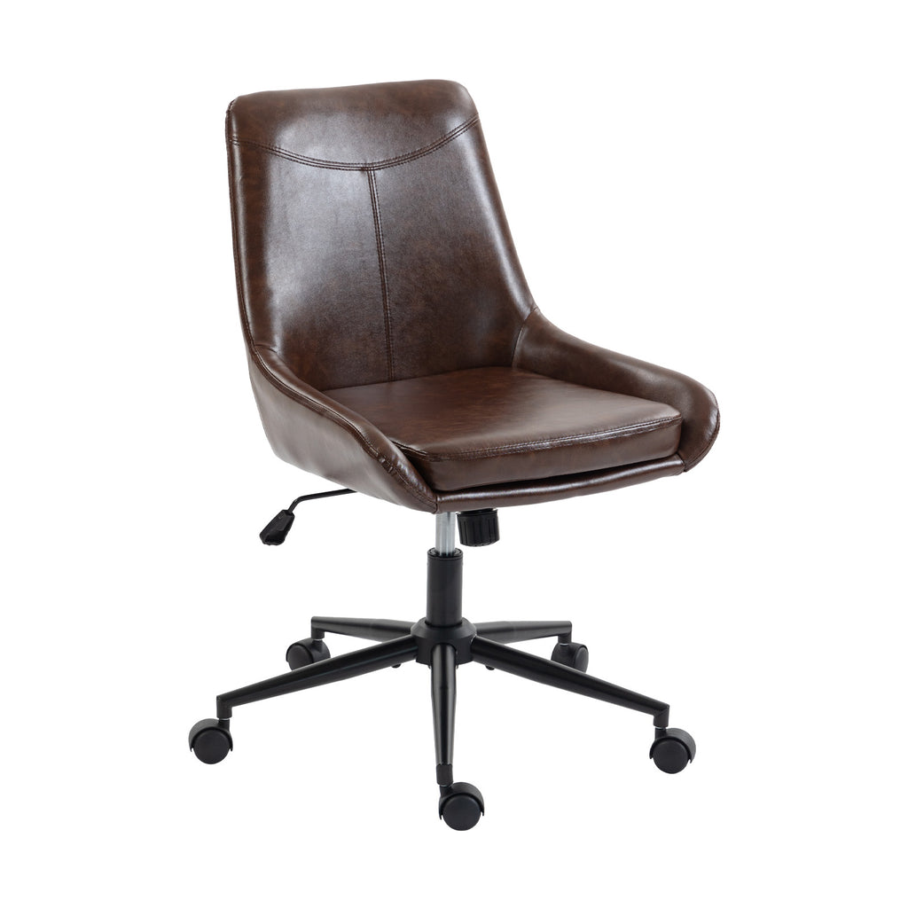 Dark Brown & Black Adjustable Height Office Chair | Swivel Rolling, Warm Professional Style