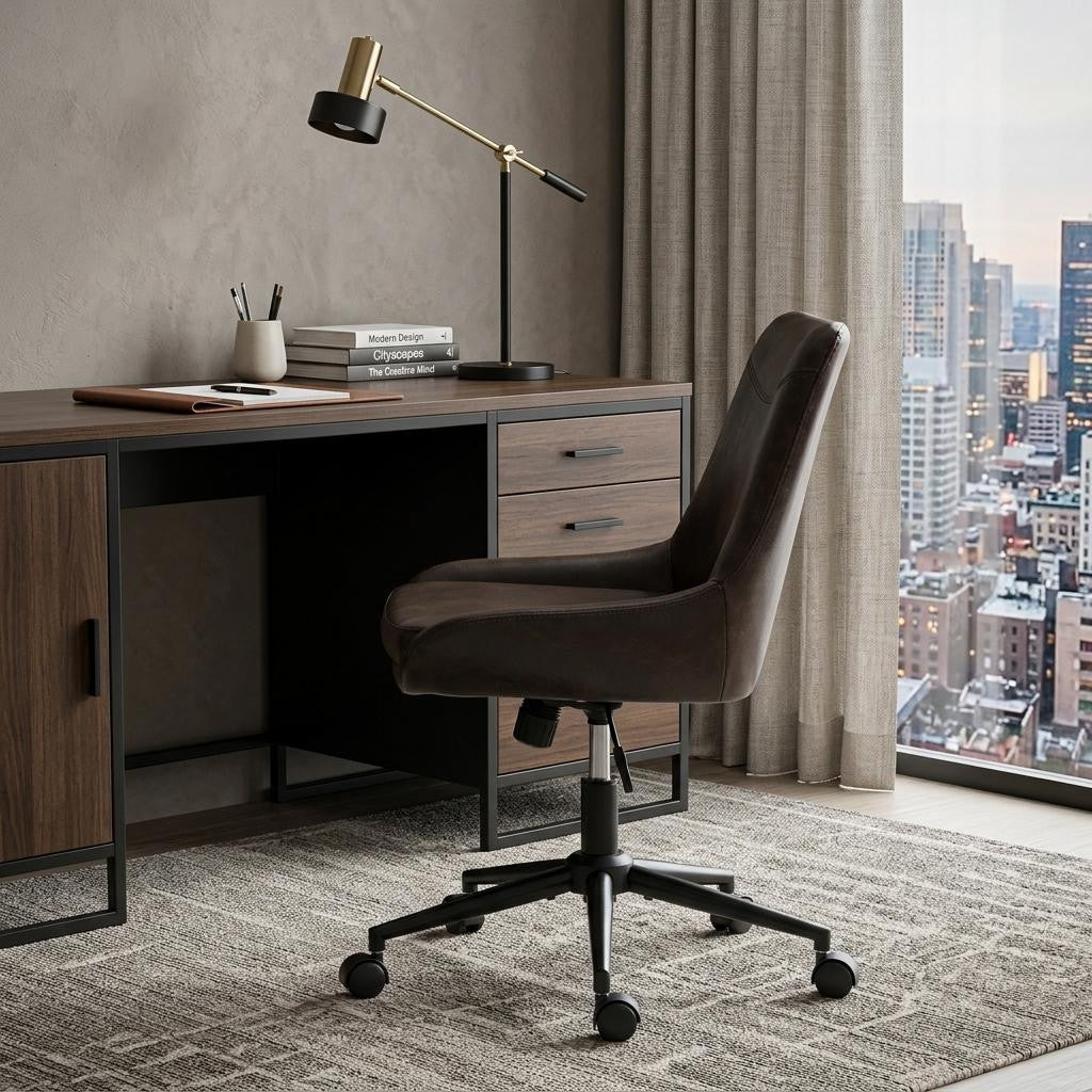 Black Adjustable Height Office Chair | Swivel Rolling, Everyday Ergonomic Comfort