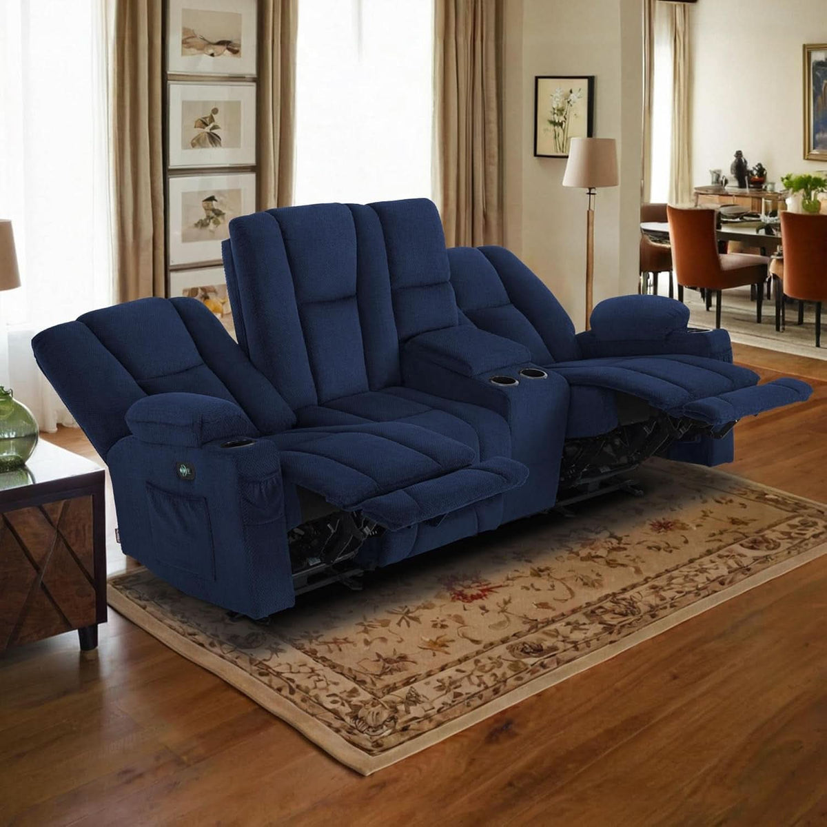 Navy Ultra Premium Zero Gravity Massage Recliner Sofa-1