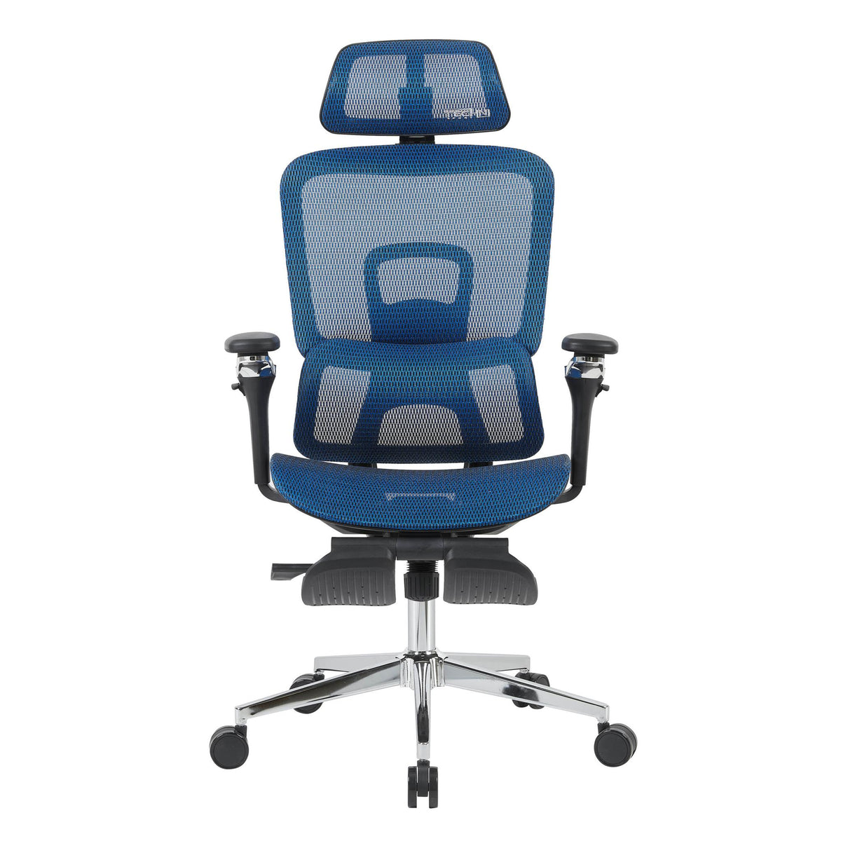Blue Adjustable Height Gaming Chair with Footrest | Swivel Rolling, Full Ergonomic Support