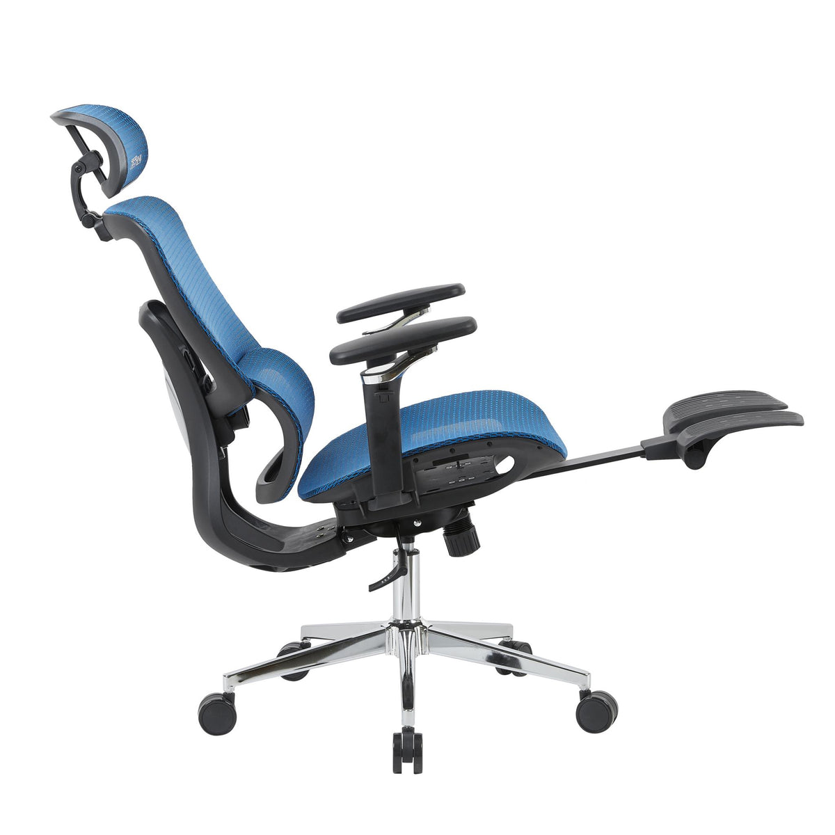 Blue Adjustable Height Gaming Chair with Footrest | Swivel Rolling, Full Ergonomic Support