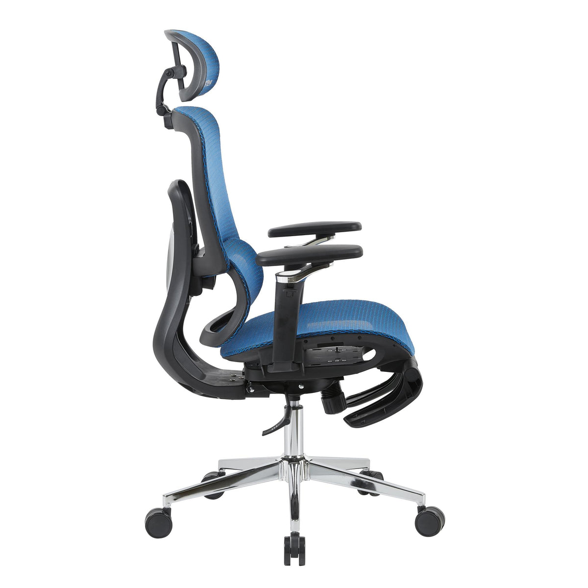 Blue Adjustable Height Gaming Chair with Footrest | Swivel Rolling, Full Ergonomic Support