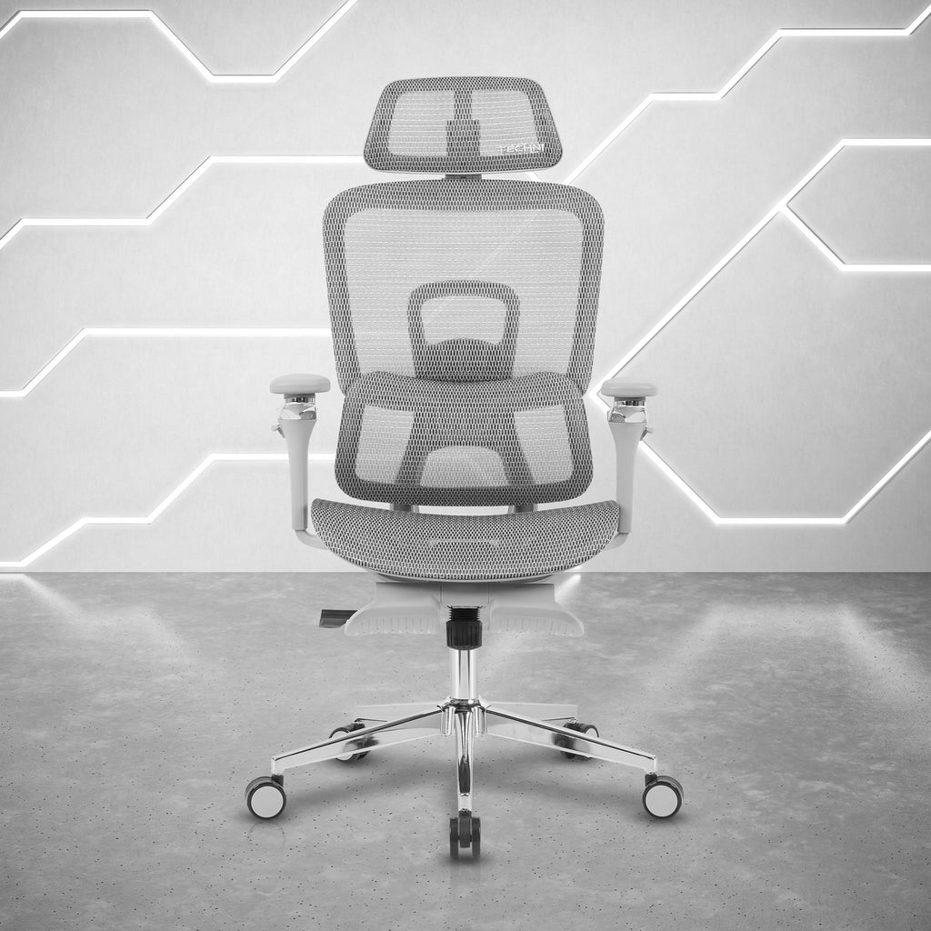 Gray Adjustable Height Gaming Chair with Footrest | Swivel Rolling, Full Ergonomic Support