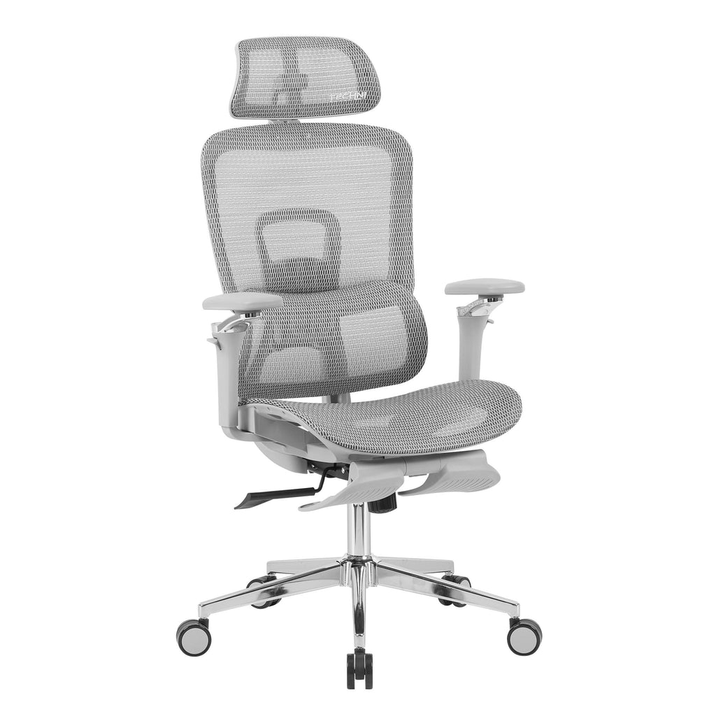 Gray Adjustable Height Gaming Chair with Footrest | Swivel Rolling, Full Ergonomic Support