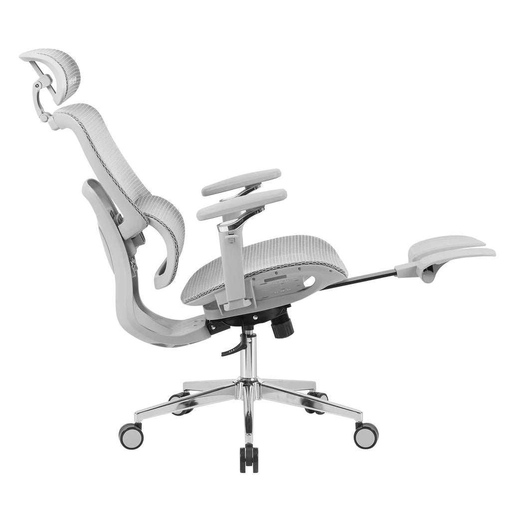 Gray Adjustable Height Gaming Chair with Footrest | Swivel Rolling, Full Ergonomic Support