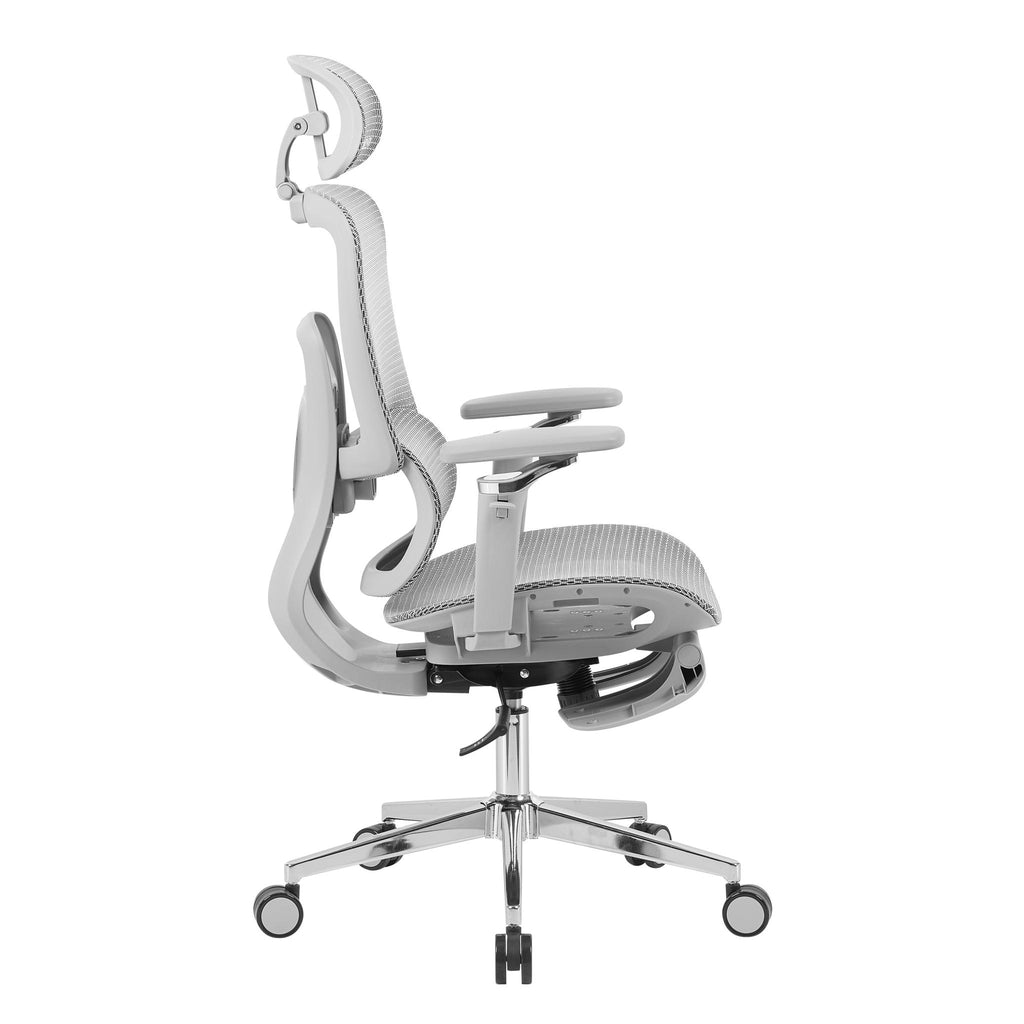 Gray Adjustable Height Gaming Chair with Footrest | Swivel Rolling, Full Ergonomic Support