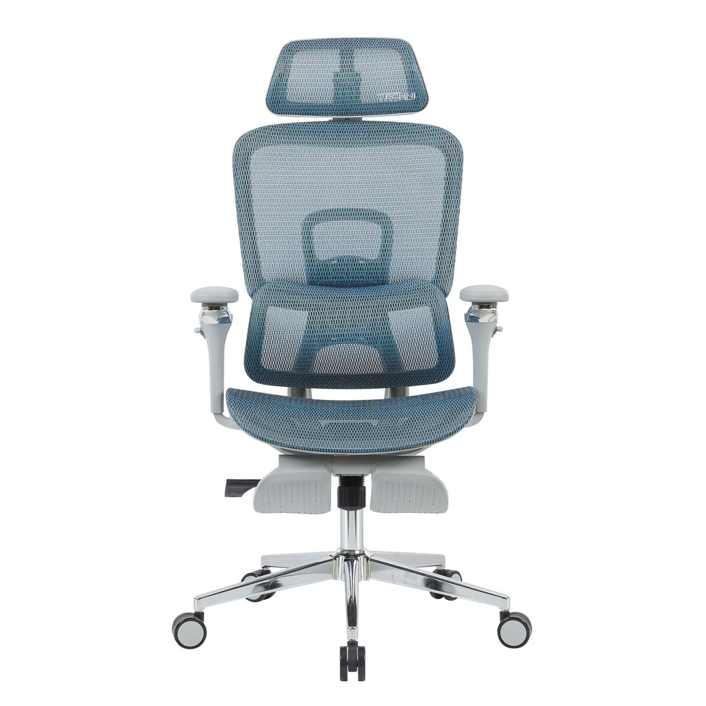 Teal Blue Adjustable Height Gaming Chair with Footrest | Swivel Rolling, Full Ergonomic Support