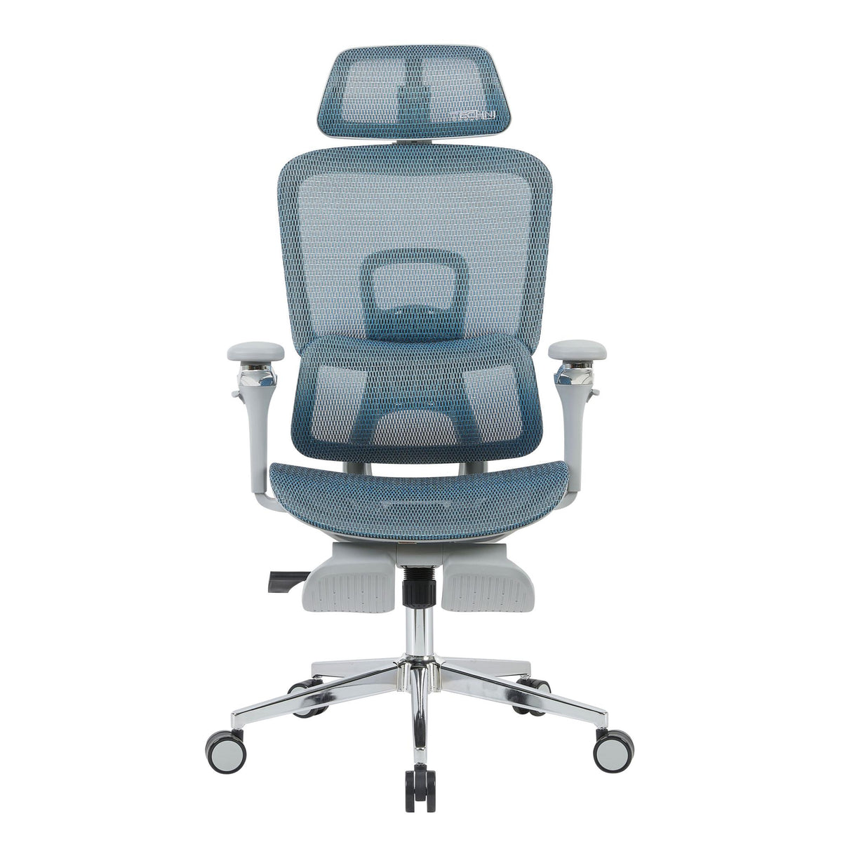 Teal Blue Adjustable Height Gaming Chair with Footrest | Swivel Rolling, Full Ergonomic Support