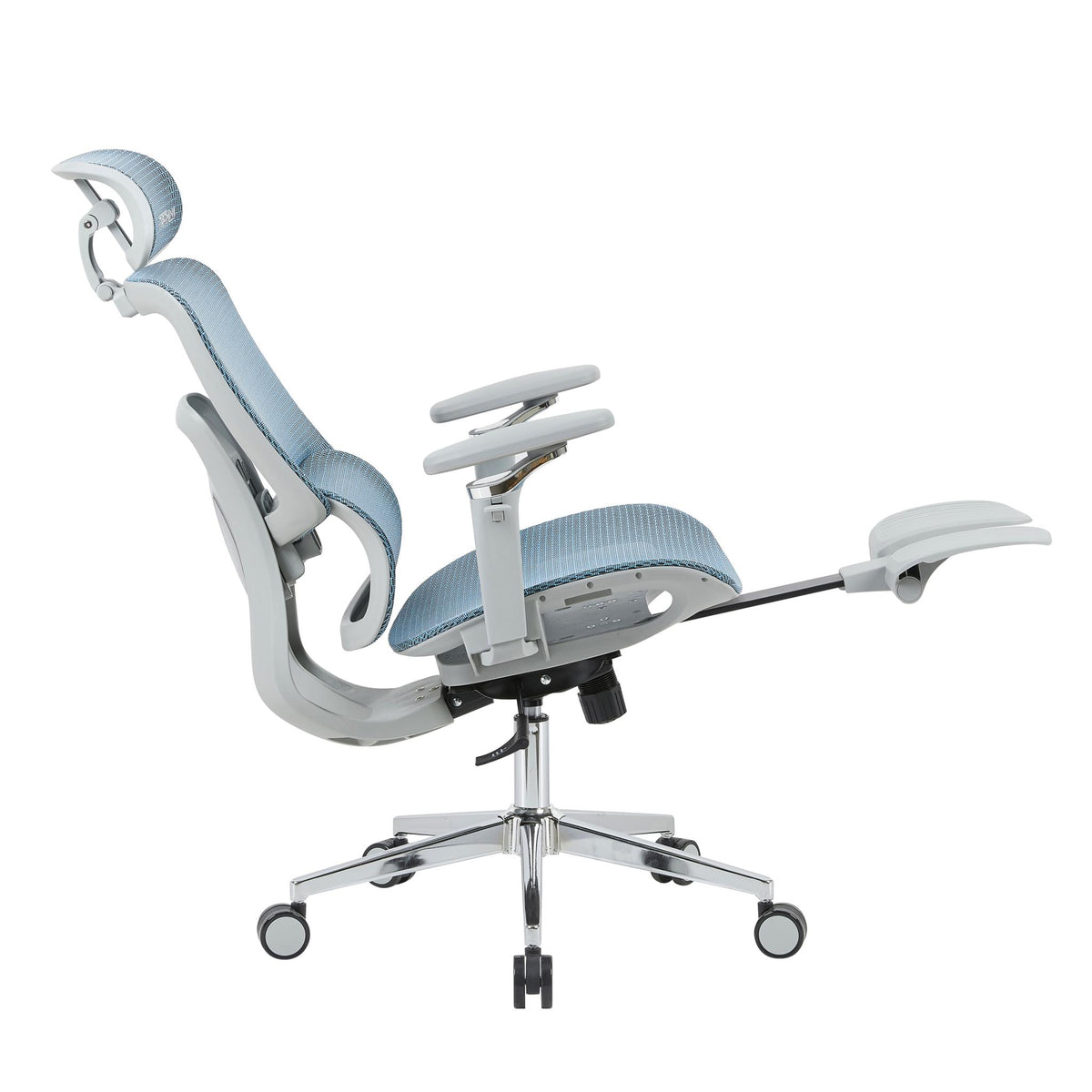 Teal Blue Adjustable Height Gaming Chair with Footrest | Swivel Rolling, Full Ergonomic Support