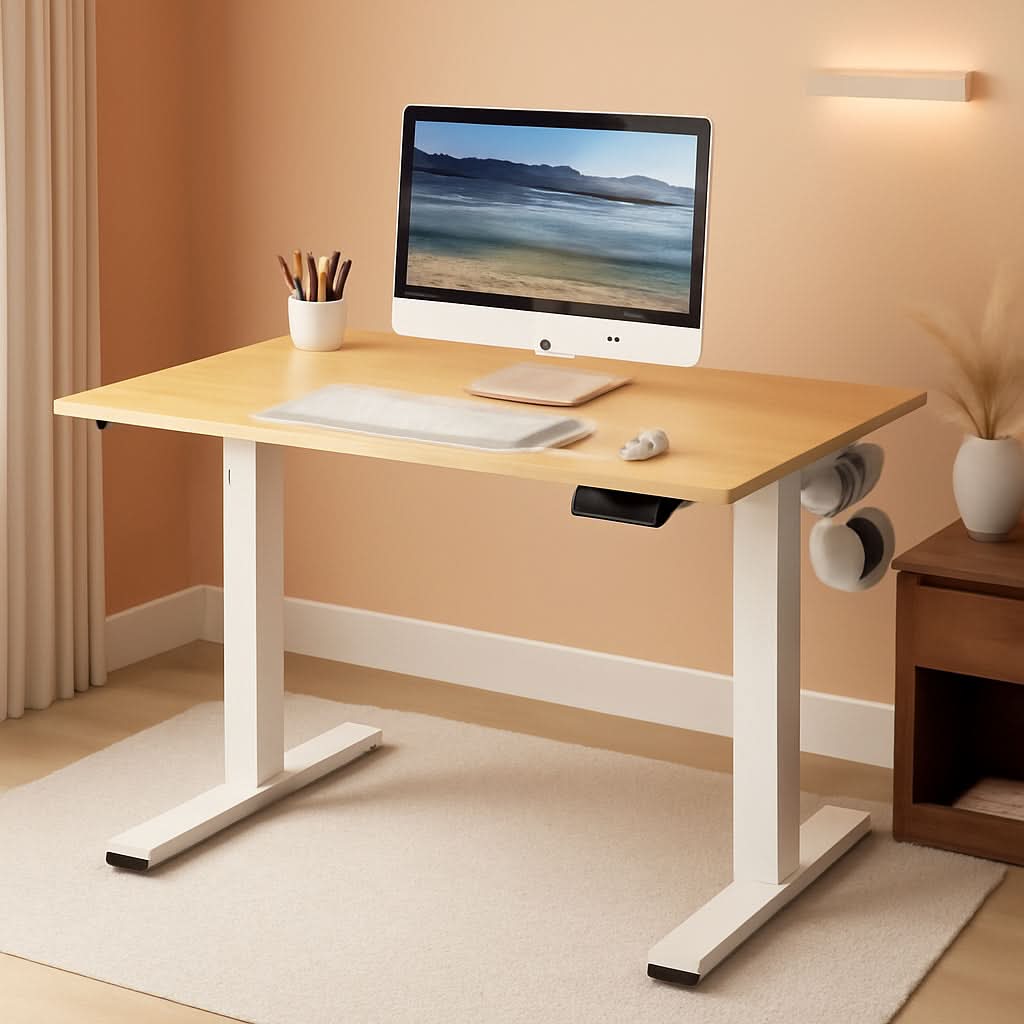 Electric Standing Desk — Oak Top, 40x24", Height Adjustable with Memory Presets