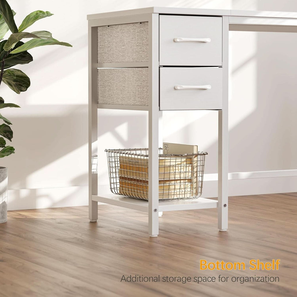 47 Inch White Ergonomic Executive Desk With Drawers-4