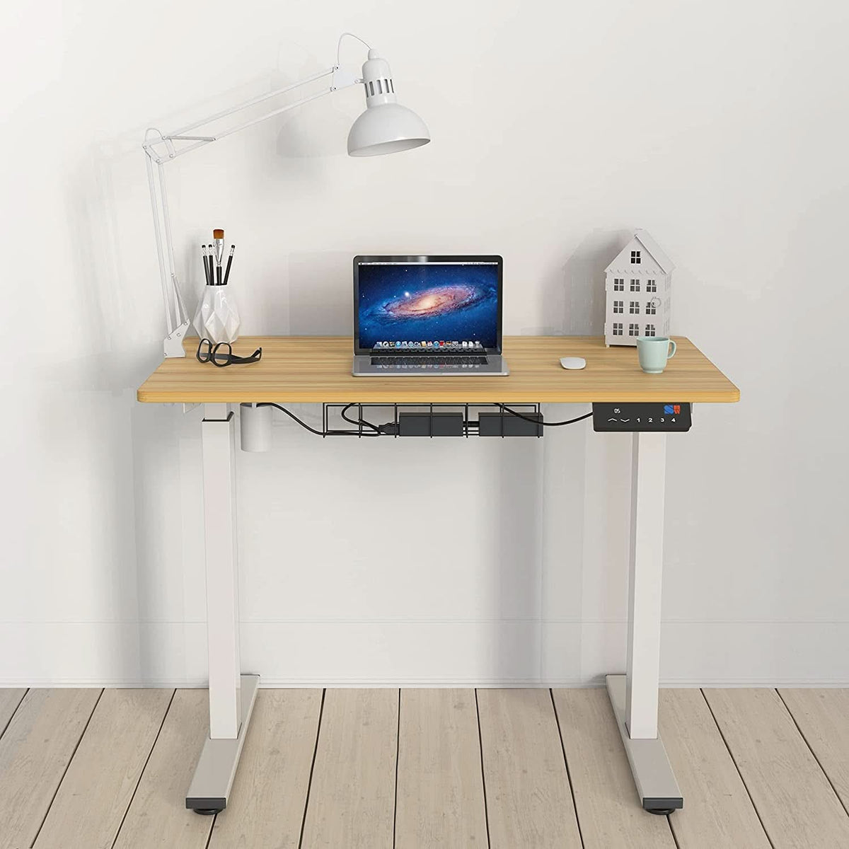 Electric Standing Desk — Oak Top, 40x24", Height Adjustable with Memory Presets