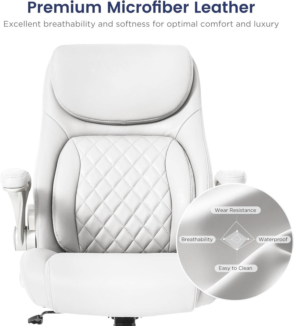 Ergonomic Office Chair With Adjustable Lumbar Support White-4
