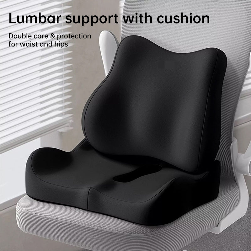 Memory Foam Car Seat Cushion with Coccyx & Lumbar Support — Universal Fit