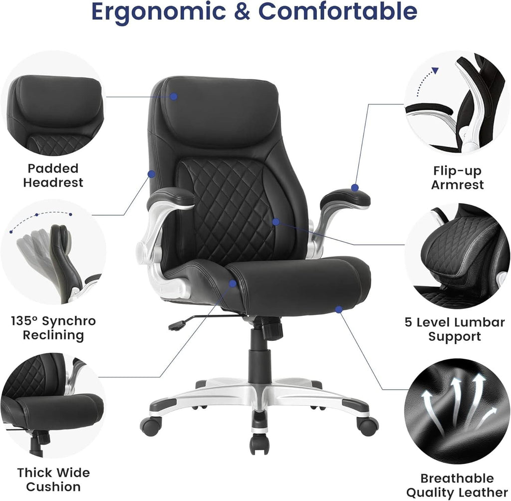 Ergonomic Office Chair With Adjustable Lumbar Support Black-3