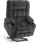 Dark Grey Wide Power Lift Recliner With Massage And USB-1
