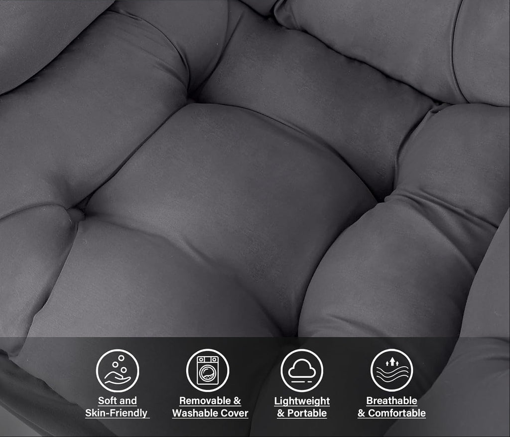 Oversized Dark Grey Ergonomic Armchair With Ottoman-4