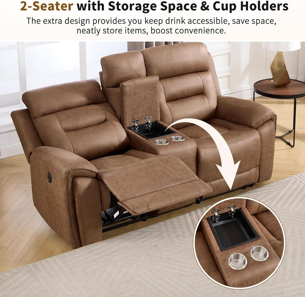 Premium Three Seater Faux Leather Electric Recliner Brown-4